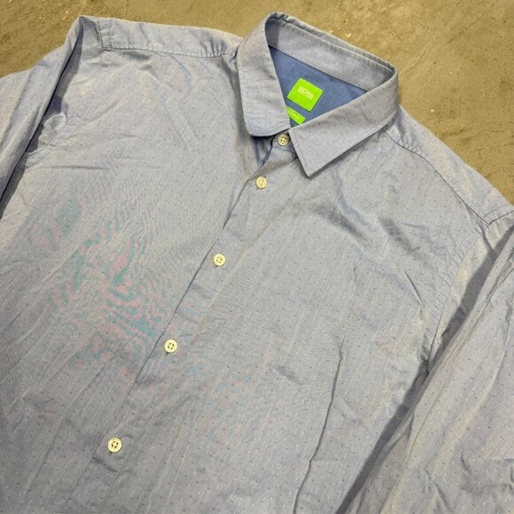 Hugo Boss Dress Shirt Regular Fit Textured Cotton Blue Long Sleeve XL - Picture 2 of 10
